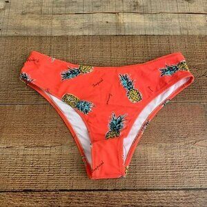 Cupshe womens coral pink pineapple bikini swimsuit bottom - S